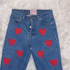 Boyfriend cut red heart pants size 26
